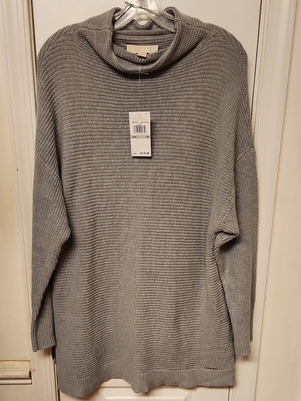 Michael Michael Kors Oversized Gray Ribbed Sweater